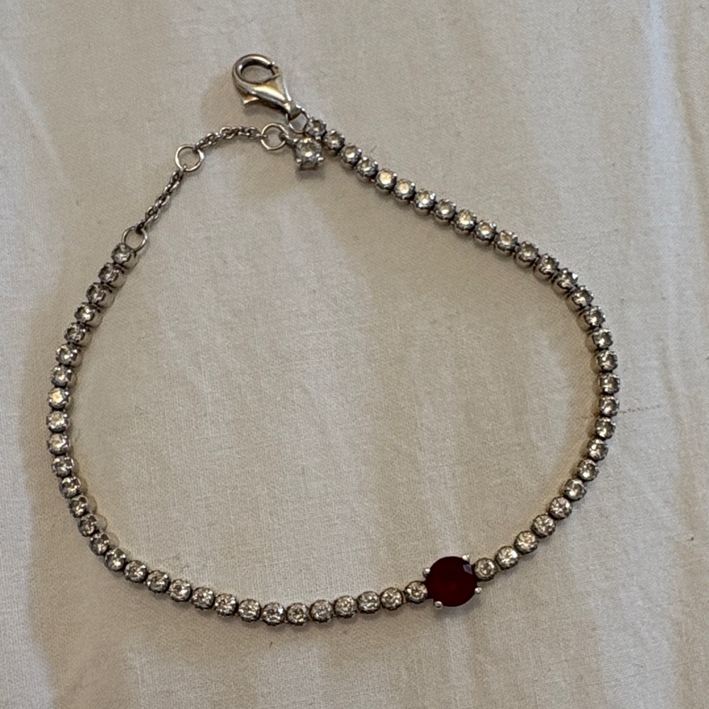 Pandora Silver Bracelet with Red Gemstone
